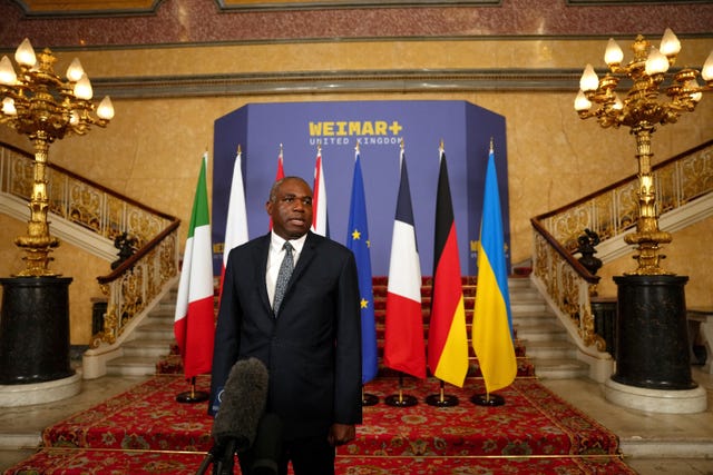 Foreign Secretary David Lammy speaks to the media at Lancaster House, London