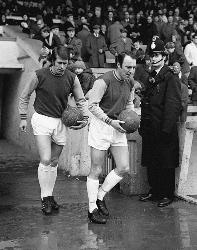 Hurst and Greaves run out for a match together for West Ham