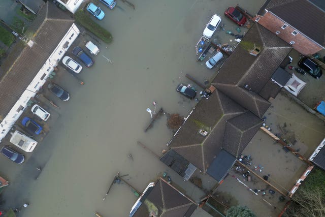 A flooded street seen from above