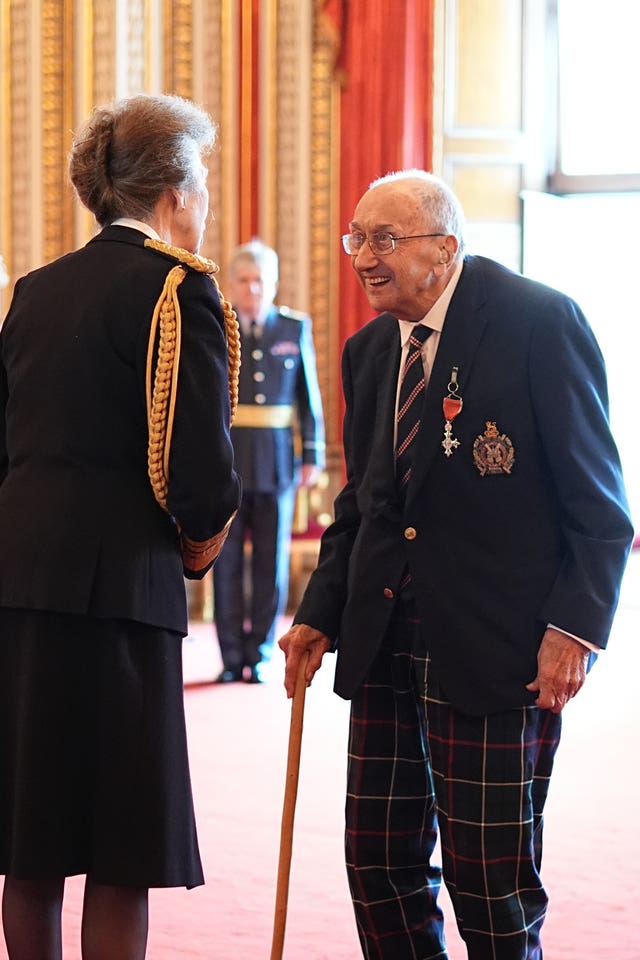 Geoffrey Roberts with the Princess Royal at Buckingham Palace