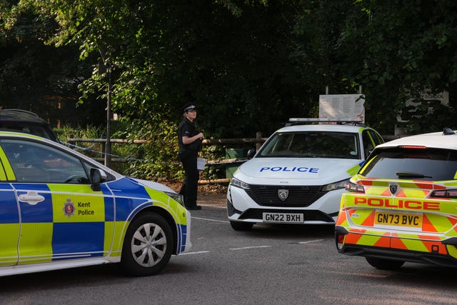 A police cordon at the scene in Sally Port Gardens in Gillingham, Kent, after a soldier was stabbed