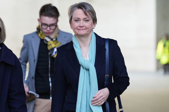 Yvette Cooper leaves Broadcasting House.