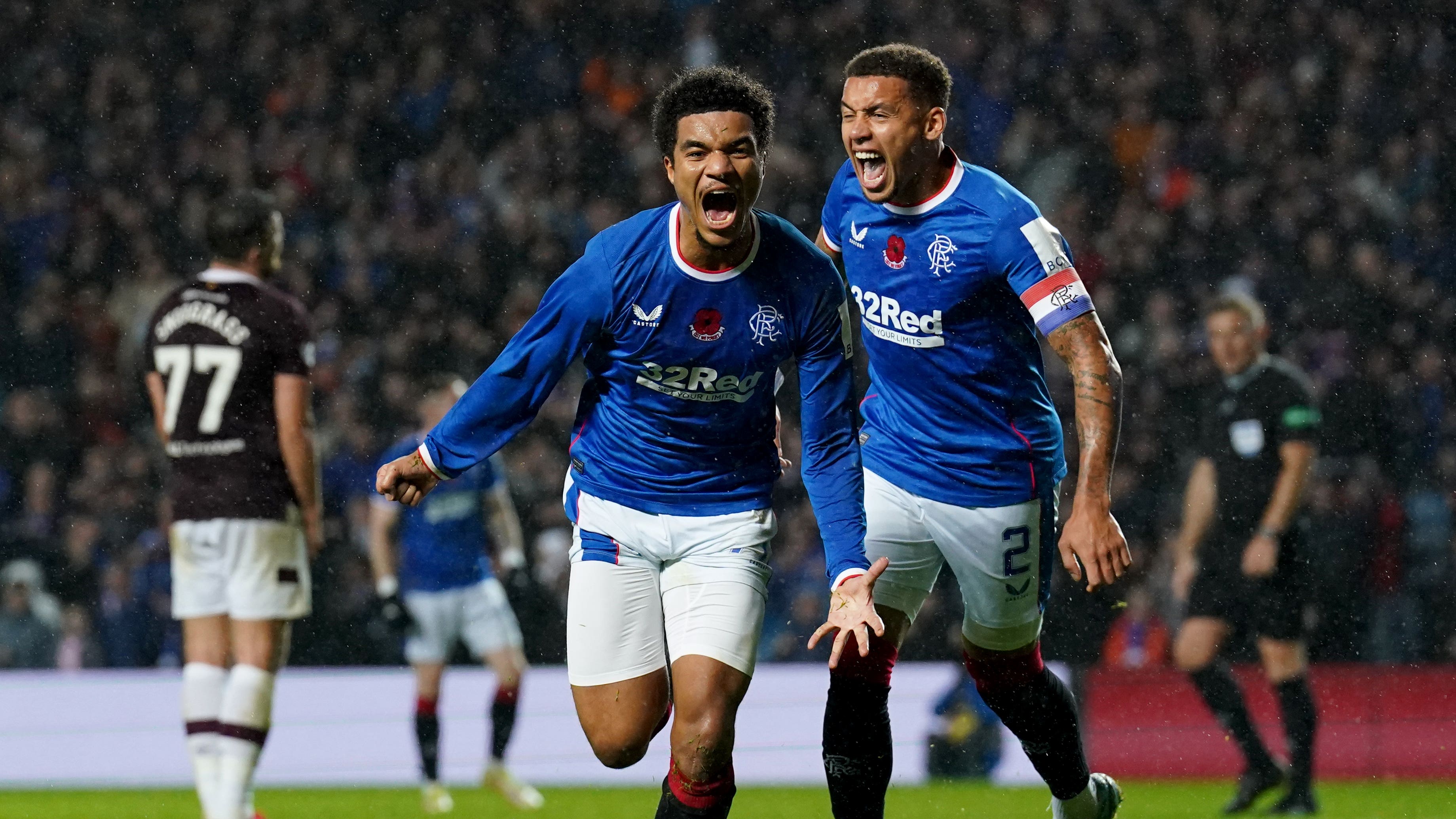 Malik Tillman scores for Rangers against Hearts (Andrew Milligan/PA)