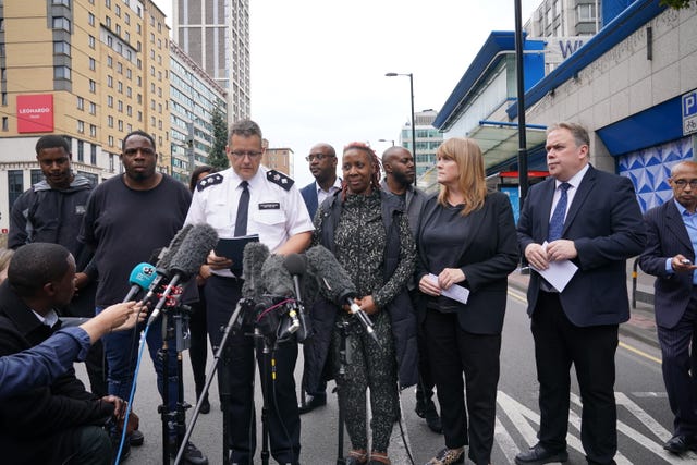 Chief Superintendent Andy Brittain speaking at the scene of the fatal stabbing