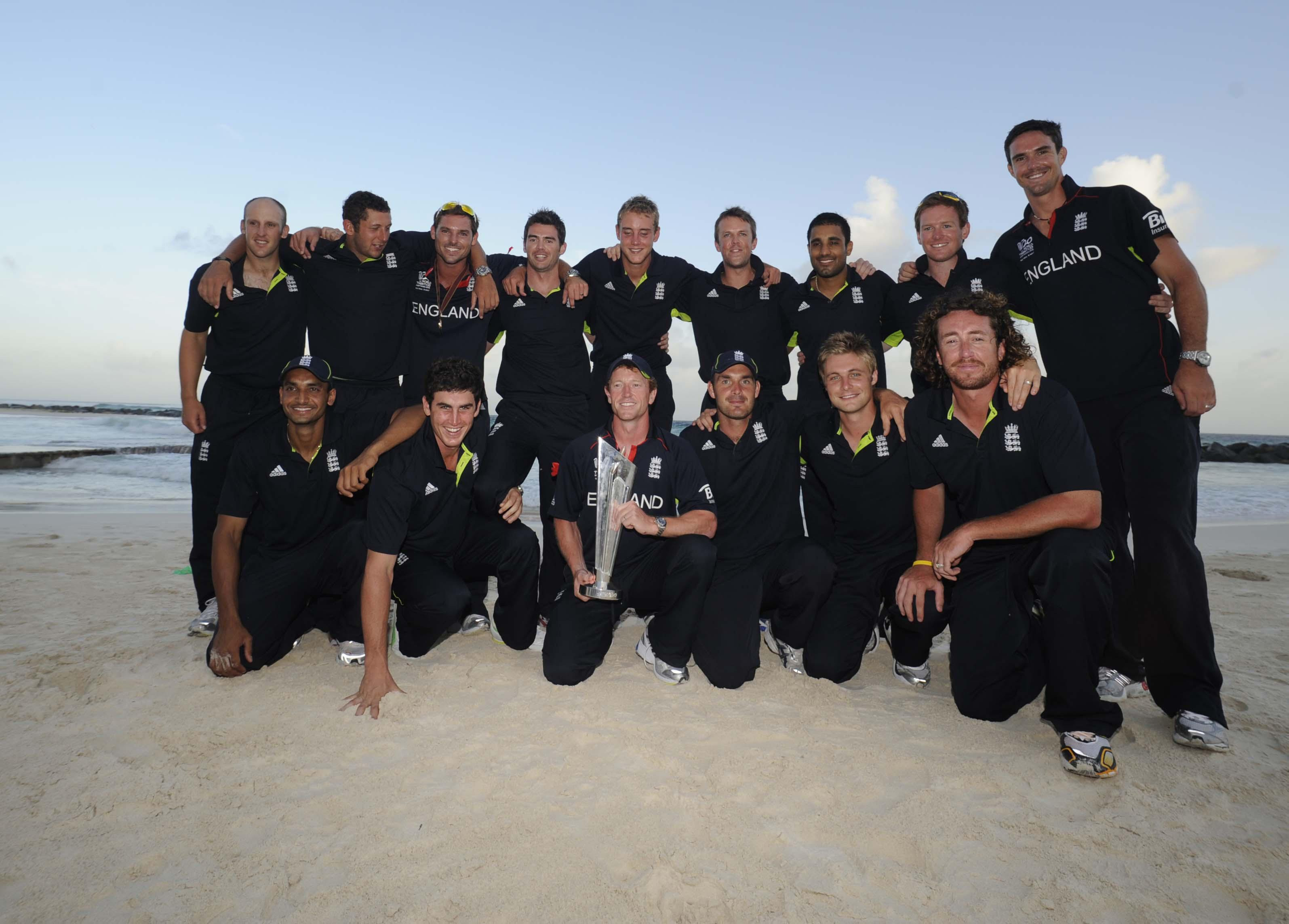 Ryan Sidebottom, bottom right, helped England to glory in the 2010 World Twenty20  (Rebecca Naden/PA)