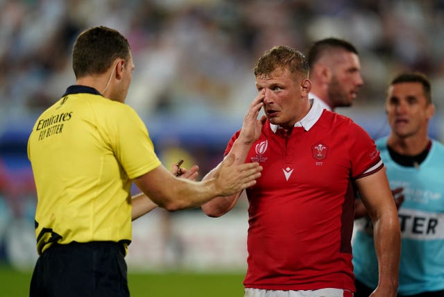 Jac Morgan speaks to the referee during Wales' World Cup match with Fiji
