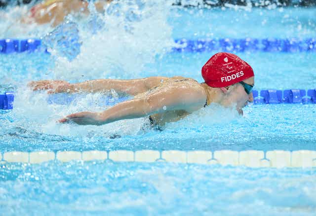 Swimmer Poppy Maskill in the women's S14 100m butterfly at the Paris 2024 Paralympics 