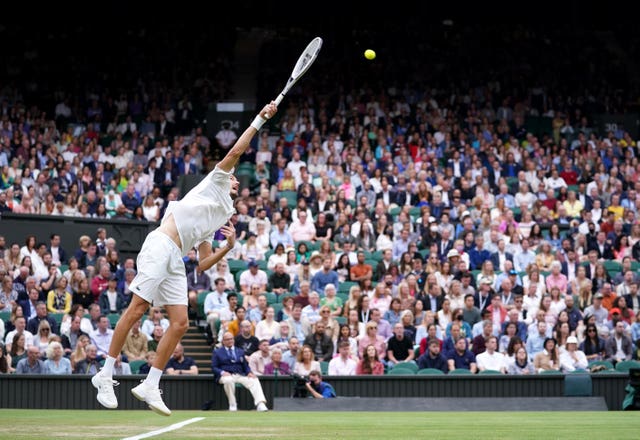 A capacity crowd was allowed into Wimbledon for the first time since the 2019 tournament but second seed Daniil Medvedev suffered a shock quarter-final defeat to Hubert Hurkacz