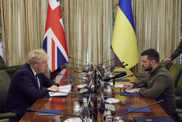 Prime Minister Boris Johnson and Ukrainian president Volodymyr Zelensky ate roast beef during talks on Saturday, No 10 confirmed