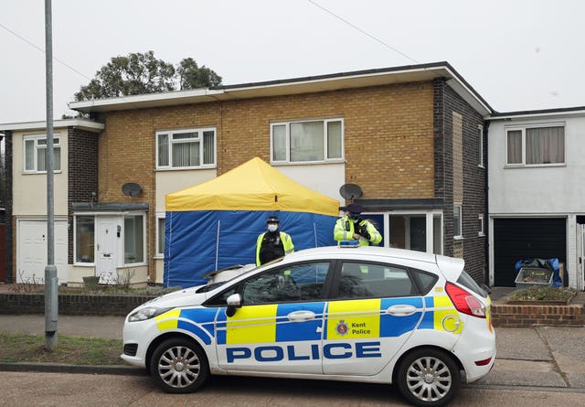 Police activity outside a house in Freemens Way in Deal, Kent 
