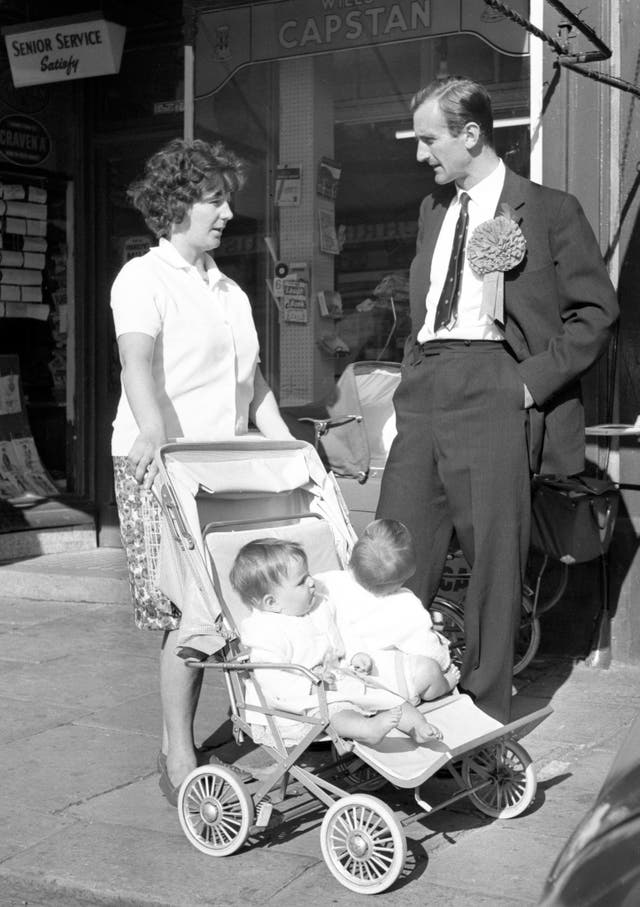 Ted Dexter, out canvassing in the south-east Cardiff constituency, was a Conservative Party candidate in the 1964 General Election