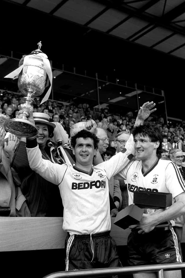 Mick Harford (right) was part of Luton’s successful side of the late 1980s