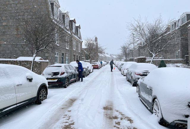 Wintry conditions in Aberdeen on Sunday