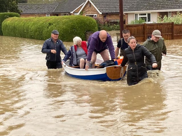 Elderly residents are rescued in the village of Debenham, Suffolk
