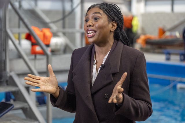 Kemi Badenoch gesturing while speaking
