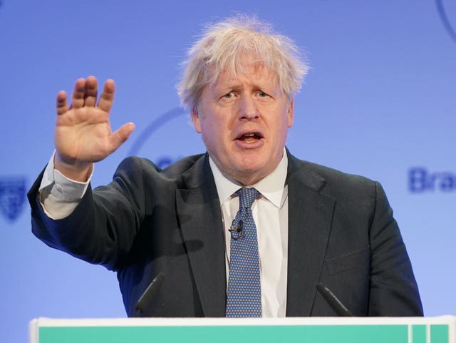 File photo dated 02/03/23 of former prime minister Boris Johnson speaking during the Global Soft Power Summit