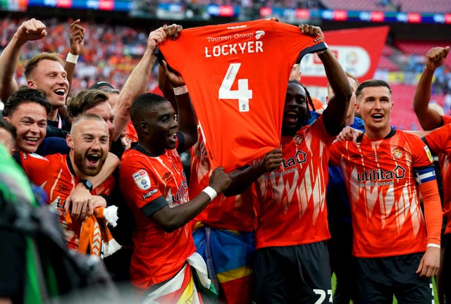 Luton showed their support for Lockyer after winning promotion to the Premier League