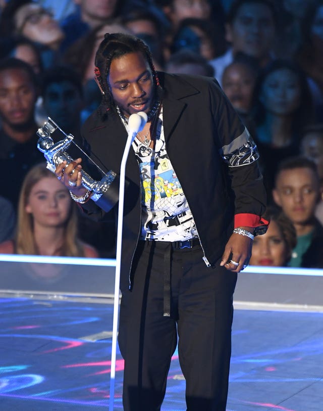 Kendrick Lamar on stage during the 2017 MTV Video Music Awards (PA)
