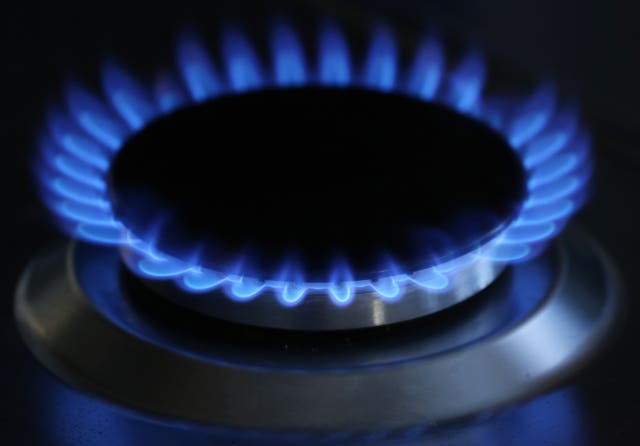 A general view of a gas hob burning