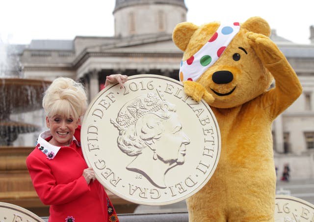 Dame Barbara Windsor with the BBC Children in Need mascot Pudsey