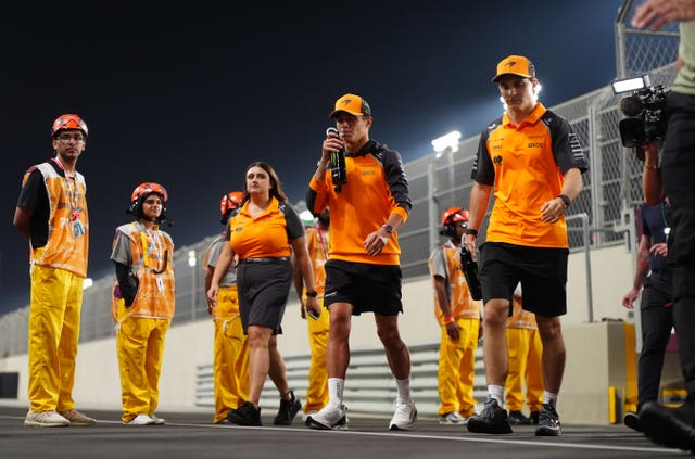 McLaren drivers Lando Norris and Oscar Piastri during the Qatar Grand Prix
