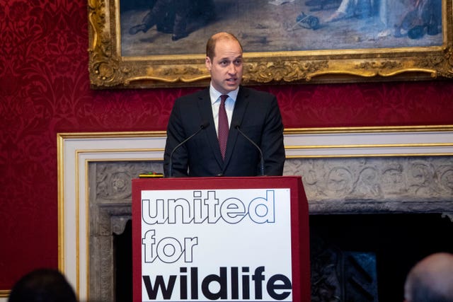 The Duke of Cambridge makes a speech during the meeting of the United for Wildlife Taskforces at St James’s Palace, London