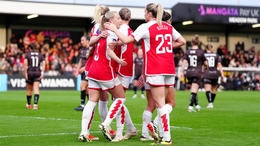 Beth Mead, left, and Alessia Russo scored twice each in Arsenal’s win (Zac Goodwin/PA)