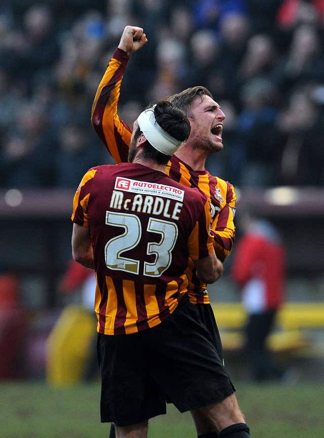 Gary Liddle, right, celebrates with Rory McArdle