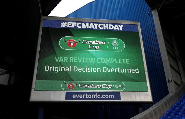 The VAR system in place at Everton. (PA)