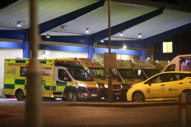 Ambulances outside Queen's Hospital in Romford