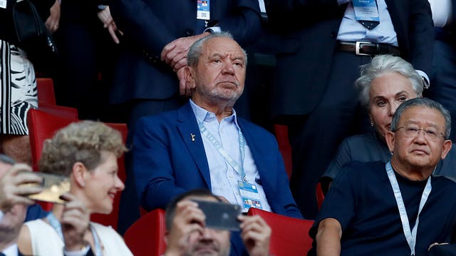 Lord Sugar in the stands during the UEFA Champions League Final 