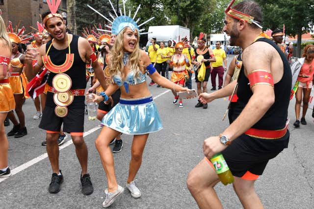 Dancers take part in the Notting Hill Carnival