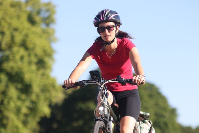 A woman cycling