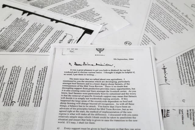 Copies of the previously secret letters written by Charles, including one to then-PM Tony Blair 