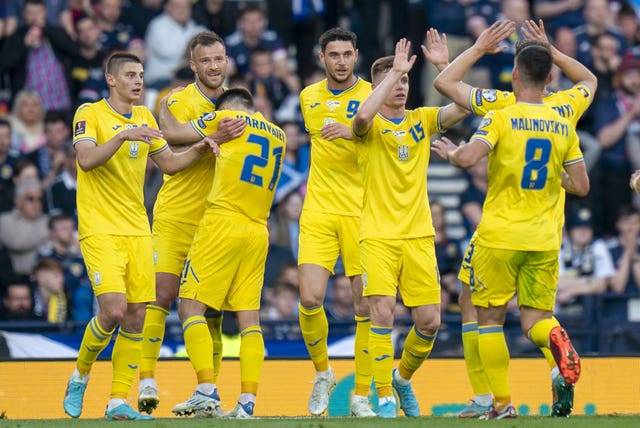 Andriy Yarmolenko (second left) opened the scoring 