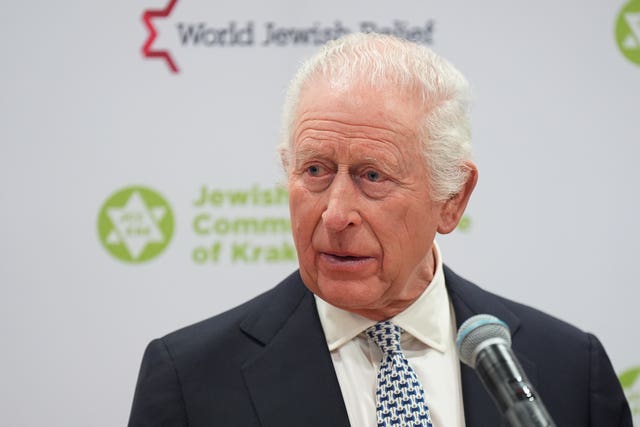 The King giving a speech during his visit to the Jewish Community Centre Krakow