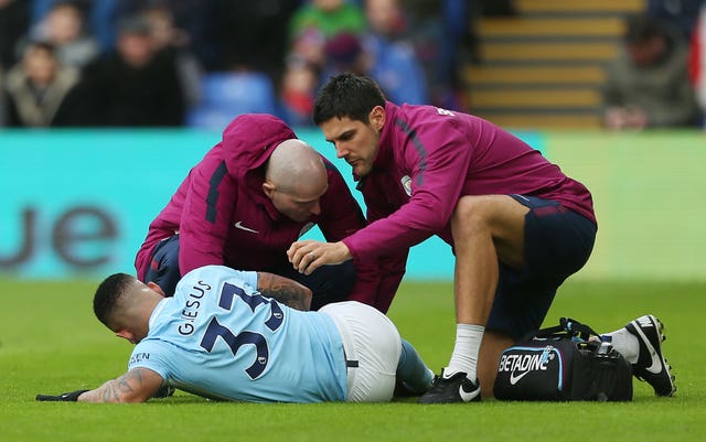 Jesus suffered knee ligament damage in a game at Crystal Palace