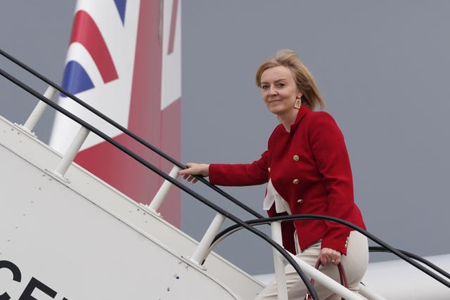 File photo dated 19/09/21 of Foreign Secretary Liz Truss boarding a RAF Voyager