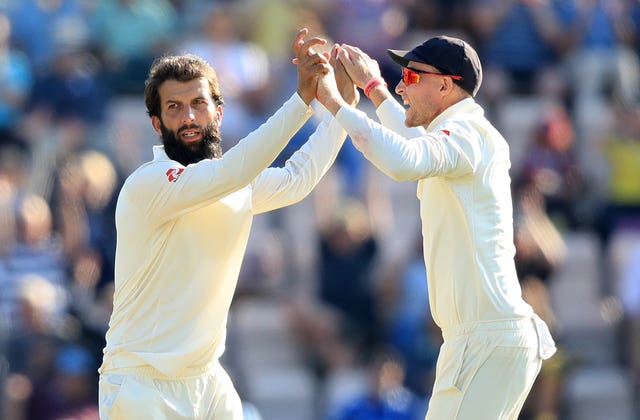 Moeen Ali, left, has taken 14 wickets in two Tests against Sri Lanka (Adam Davy/PA)