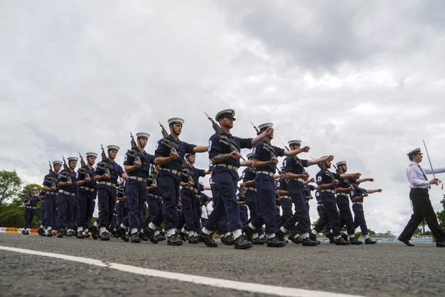 Royal Navy personnel during the rehearsal 