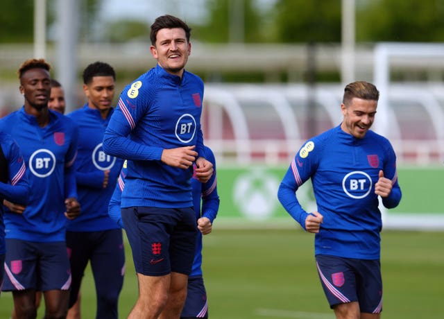 Harry Maguire during England's training session on Monday 