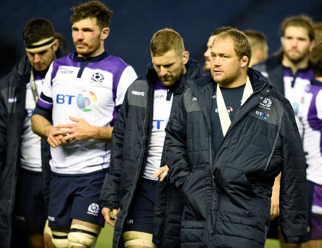 WP Nel (far right) was injured in Scotland's first match of the season