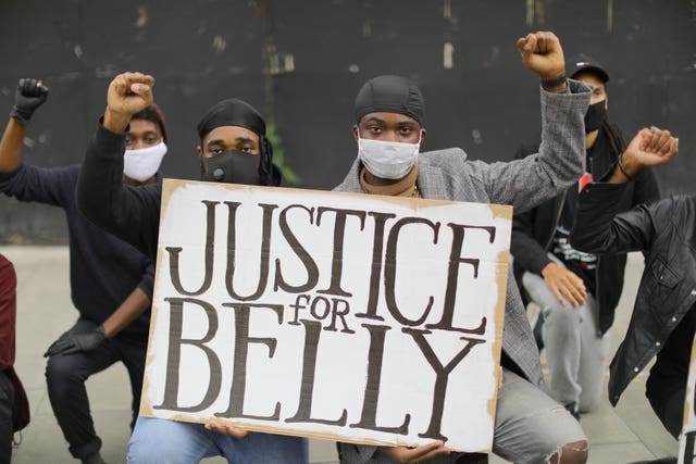 Members of the Justice for Belly campaign (Aaron Chown/PA)