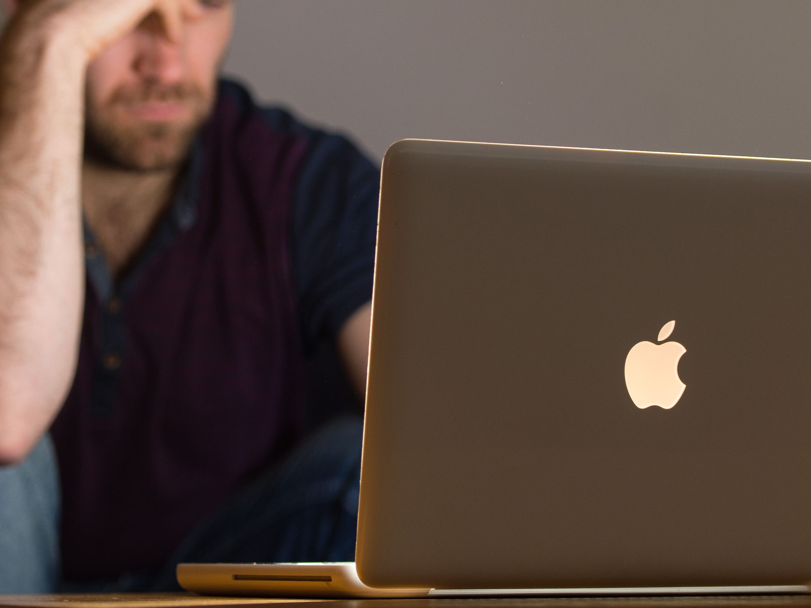 Man looks at website