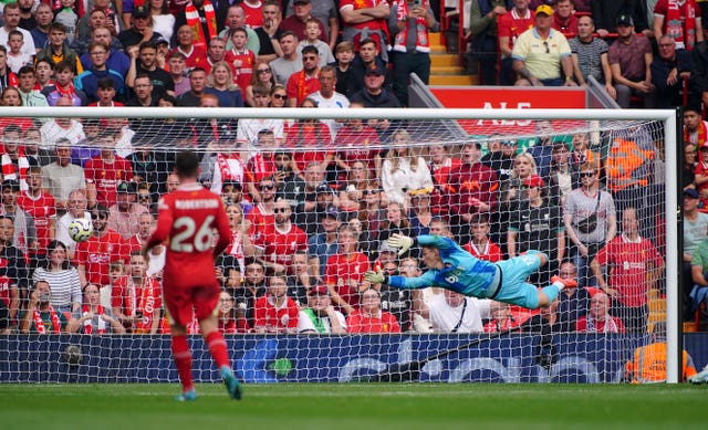 Darwin Nunez fires in a stunning strike at Anfield 