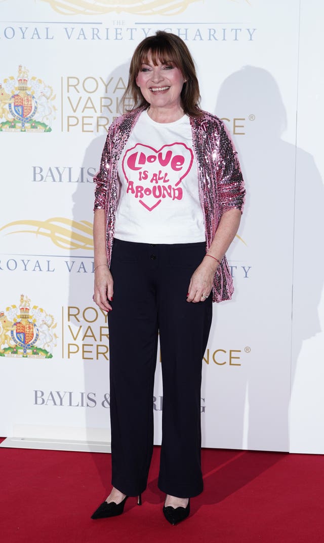 Lorraine Kelly arrives for the Royal Variety Performance at the Royal Albert Hall, London