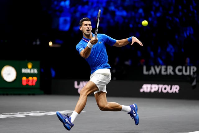 Djokovic during his match against Frances Tiafoe at the Laver Cup last year (John Walton/PA)