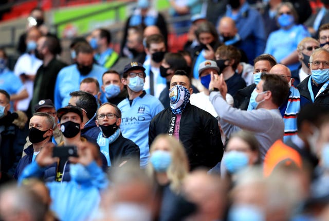 Manchester City fans at last month's Carabao Cup final