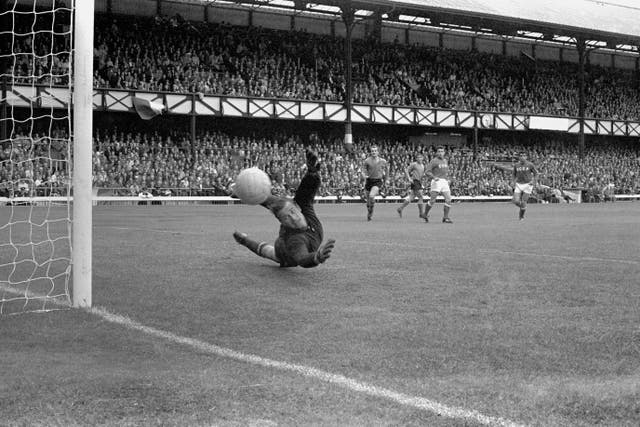 Russia’s goalkeeper Lev Yashin makes a save