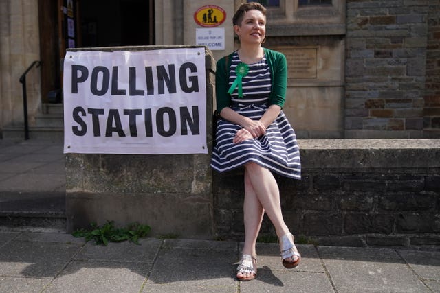 Green Party co-leader Carla Denyer after casting her vote in the 2024 General Election at Redland Park United Reformed Church in Bristol. 